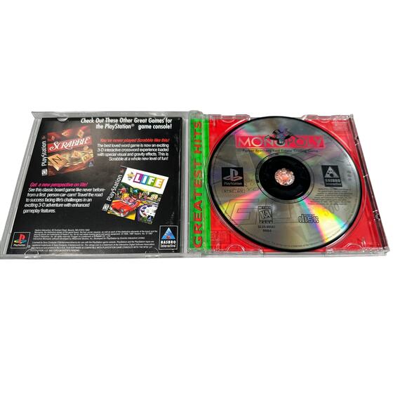 Monopoly Greatest Hits (Sony PlayStation 1, 1998) Authentic, CIB, Tested - Picture 2 of 3